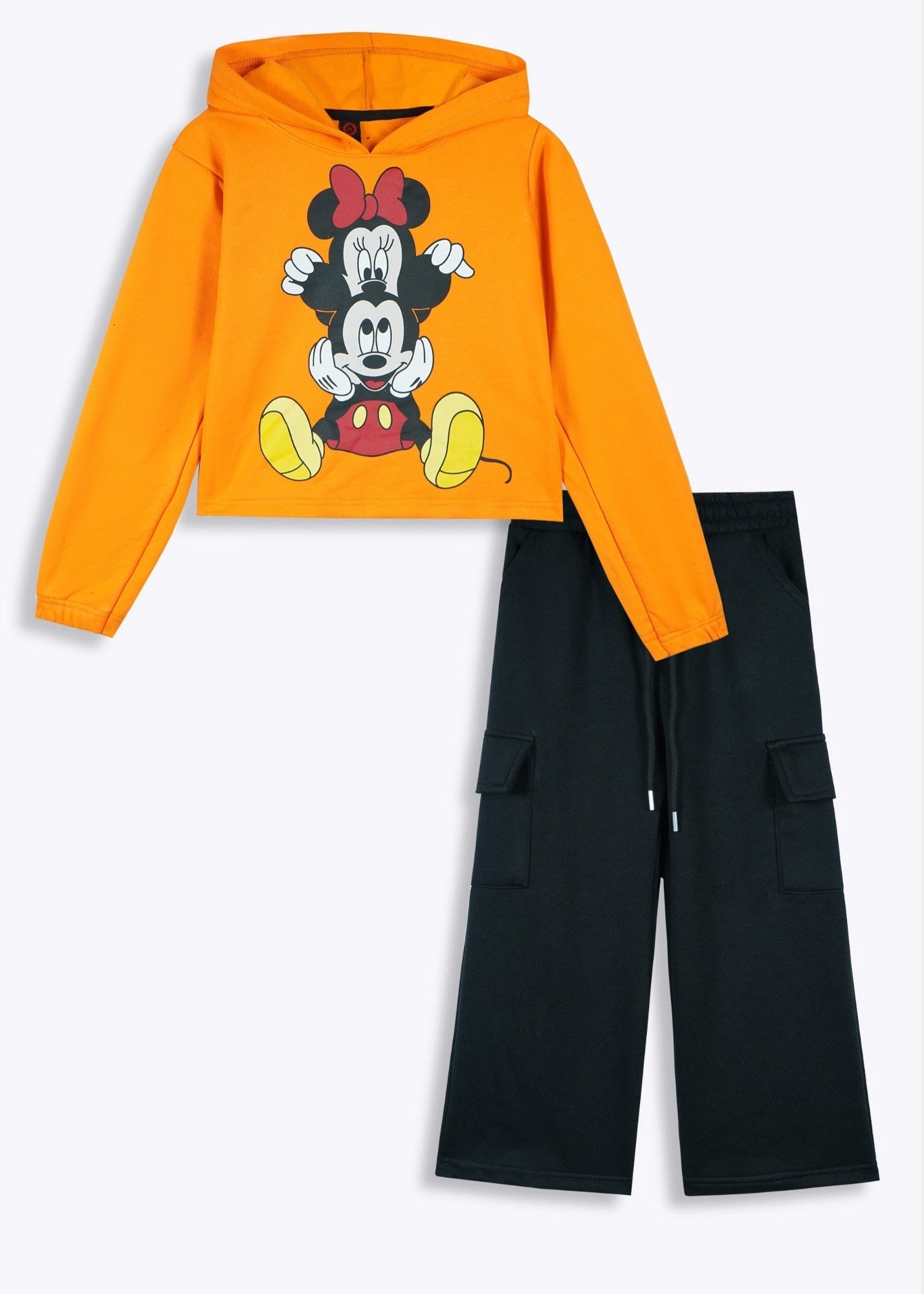 KIDS-MICKEY-MINNIE-FLEECE-CO-ORD-SETS-ORANGE-BLACK