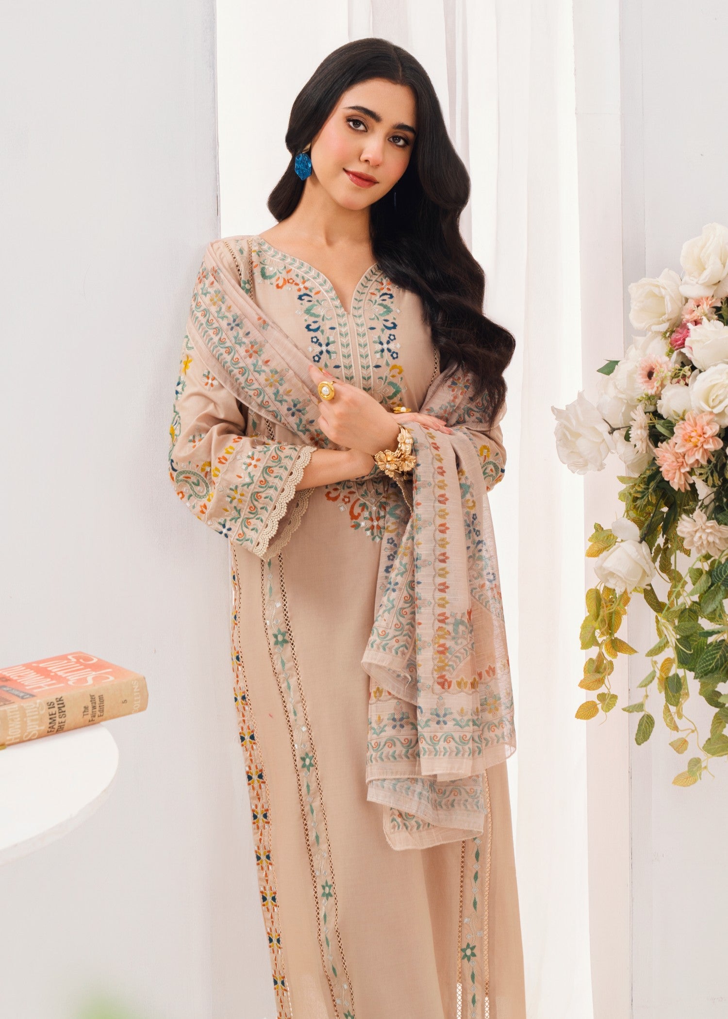 Lawn Kurta Set in Beige