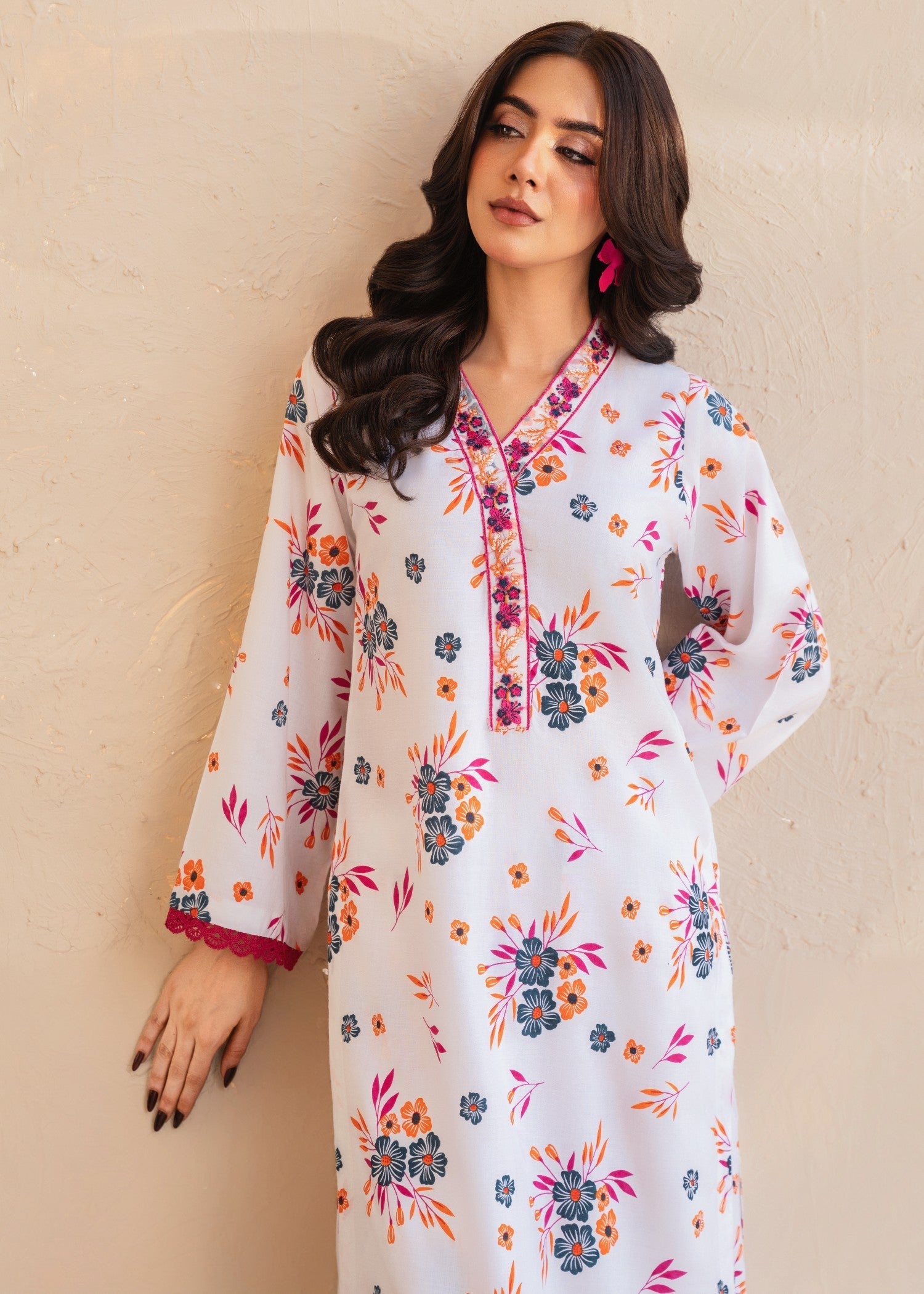 Tehzeeb Libas WHITE ELEGANCE EMBROIDERED 2PC