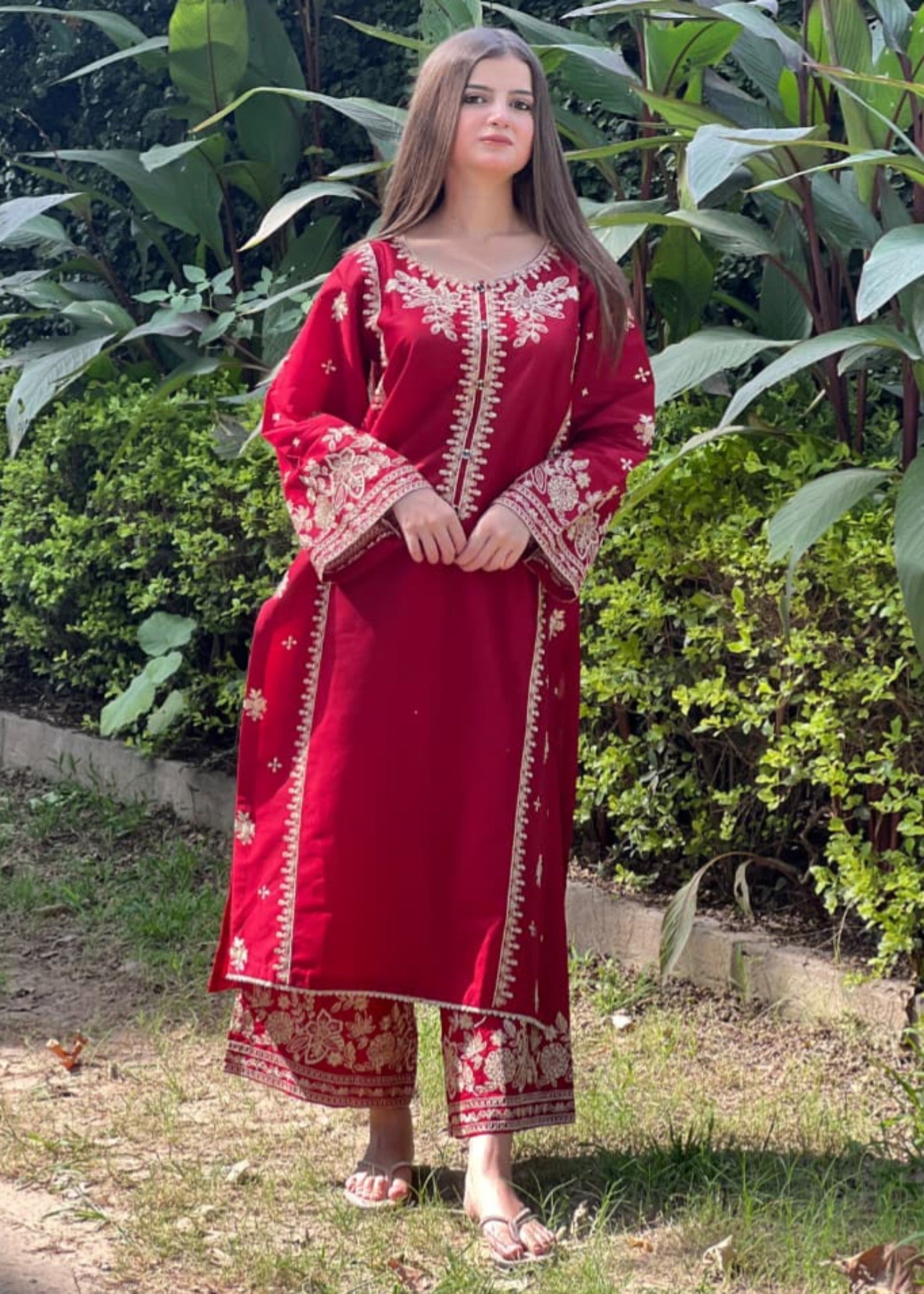Tehzeeb Libas BERRY EMBROIDERED 2PC