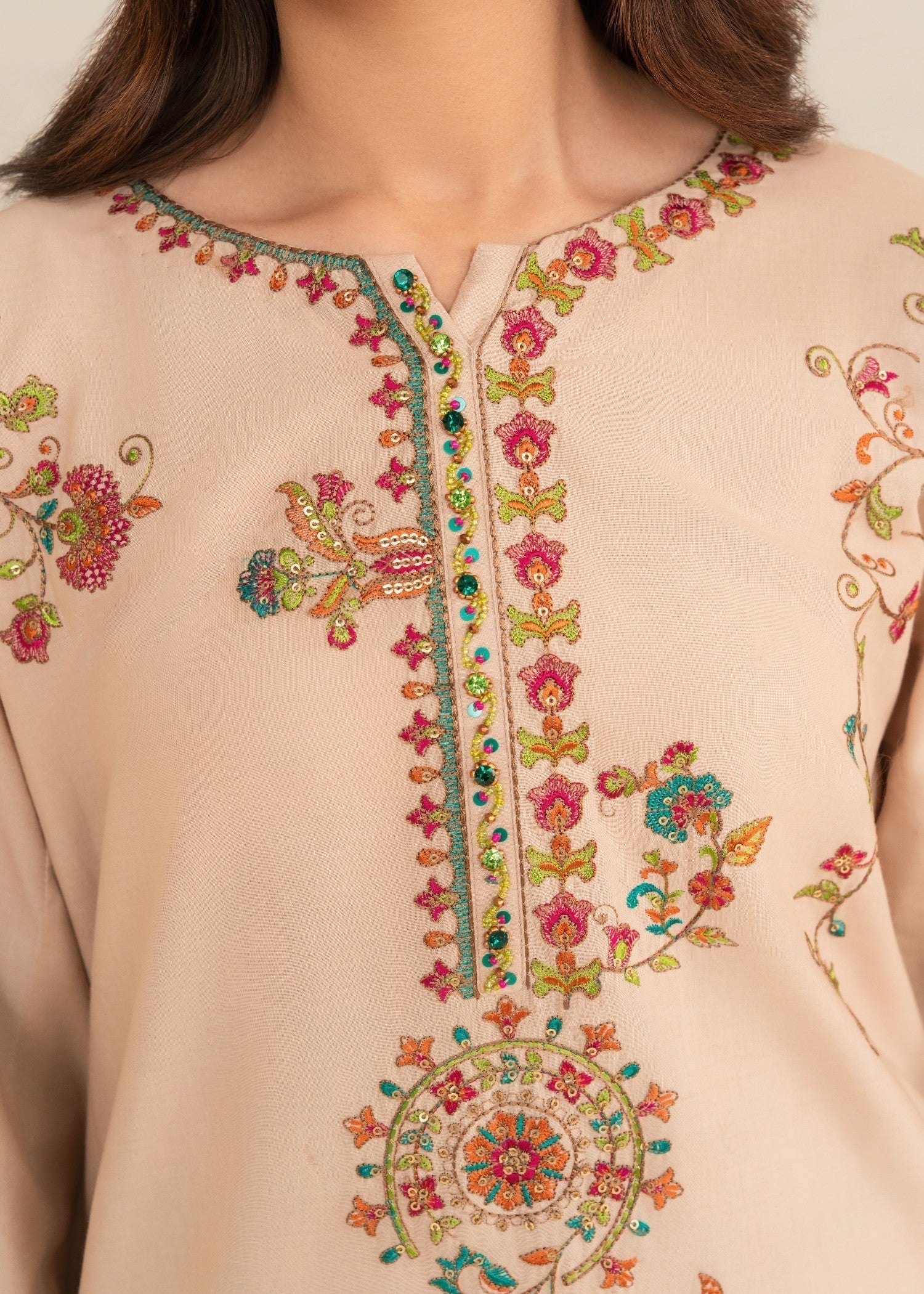Lawn Kurta Set in Beige