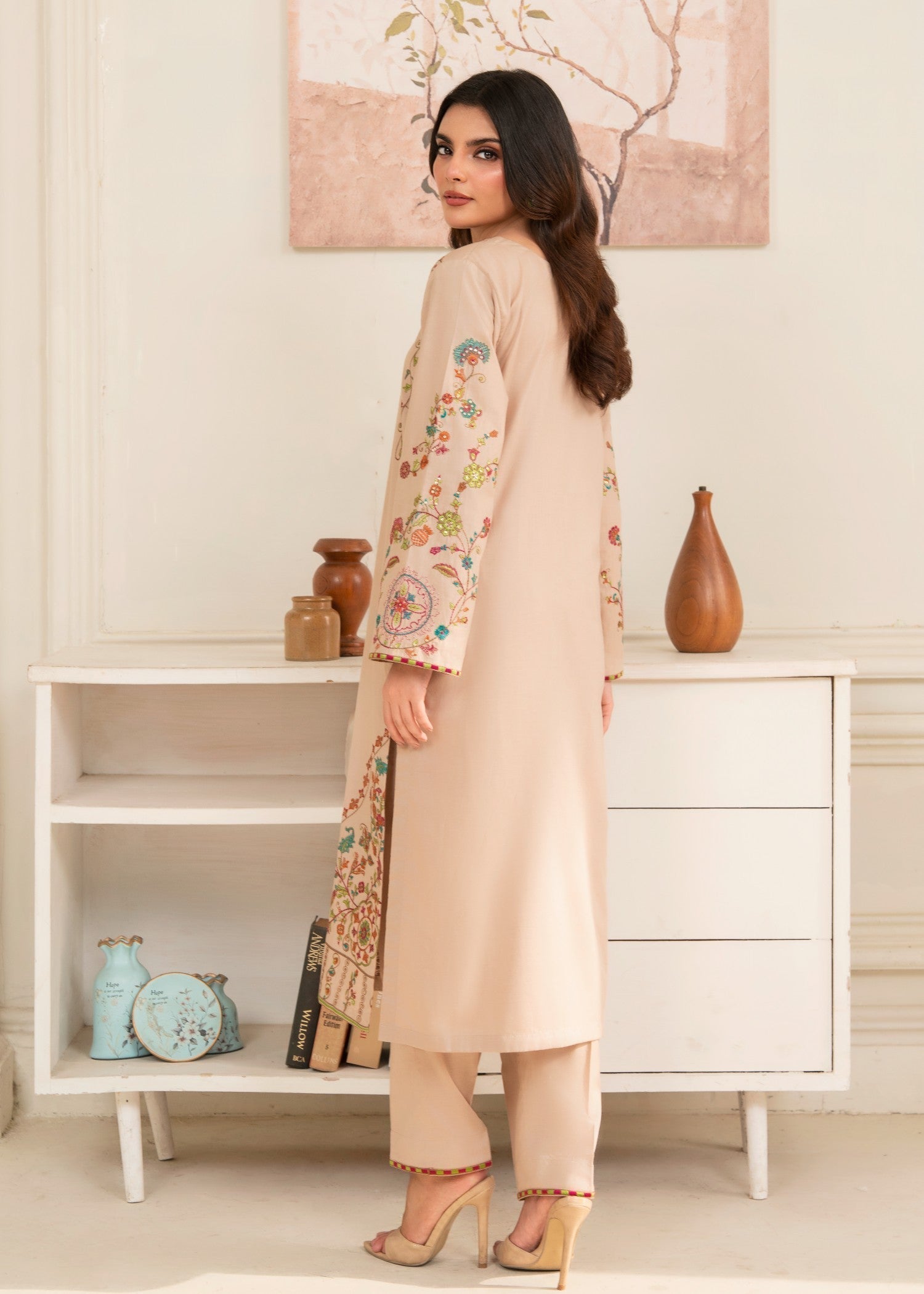 Lawn Kurta Set in Beige