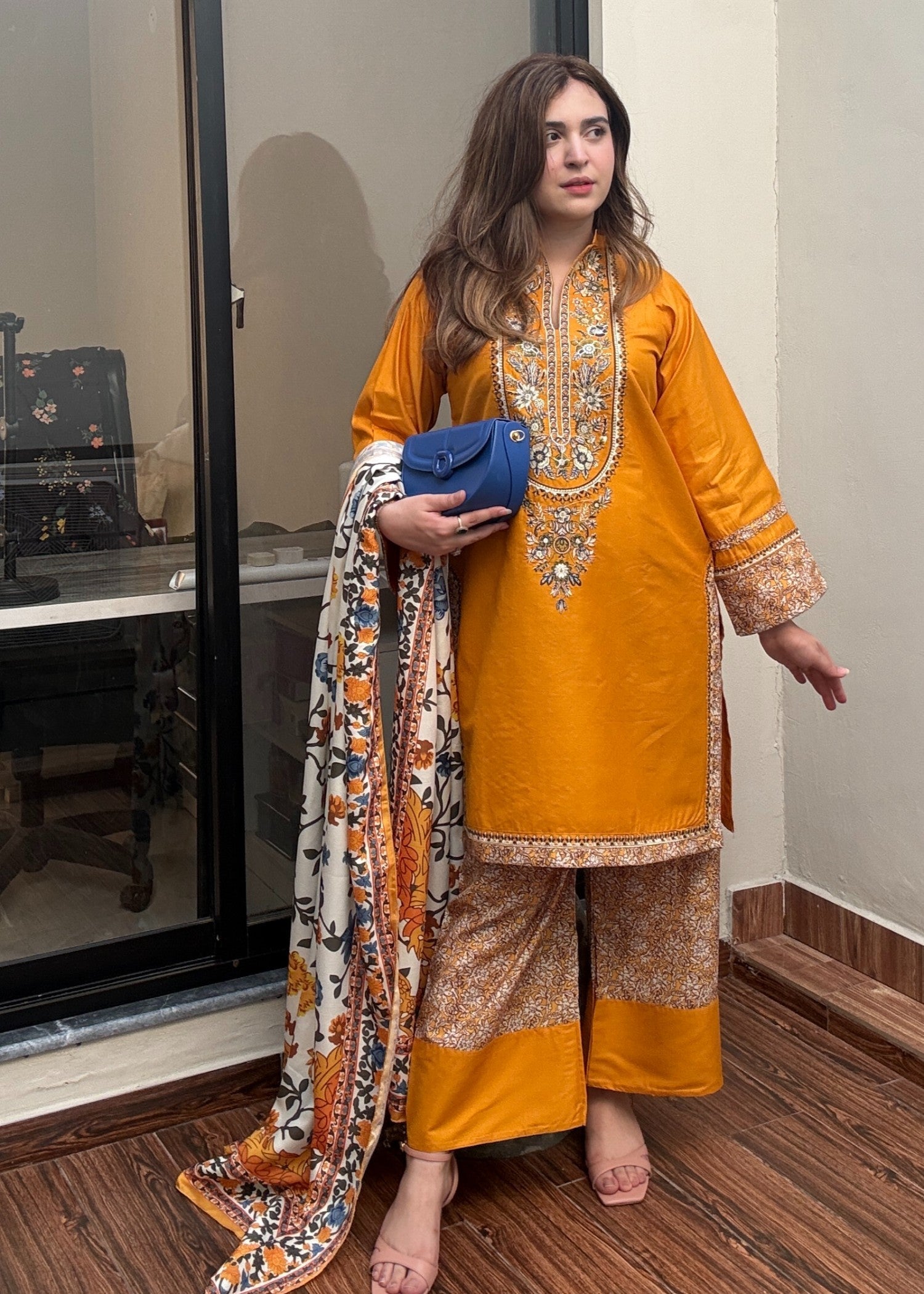 Tehzeeb Libas ZOI EMBROIDERED 3PC WITH SHAWL