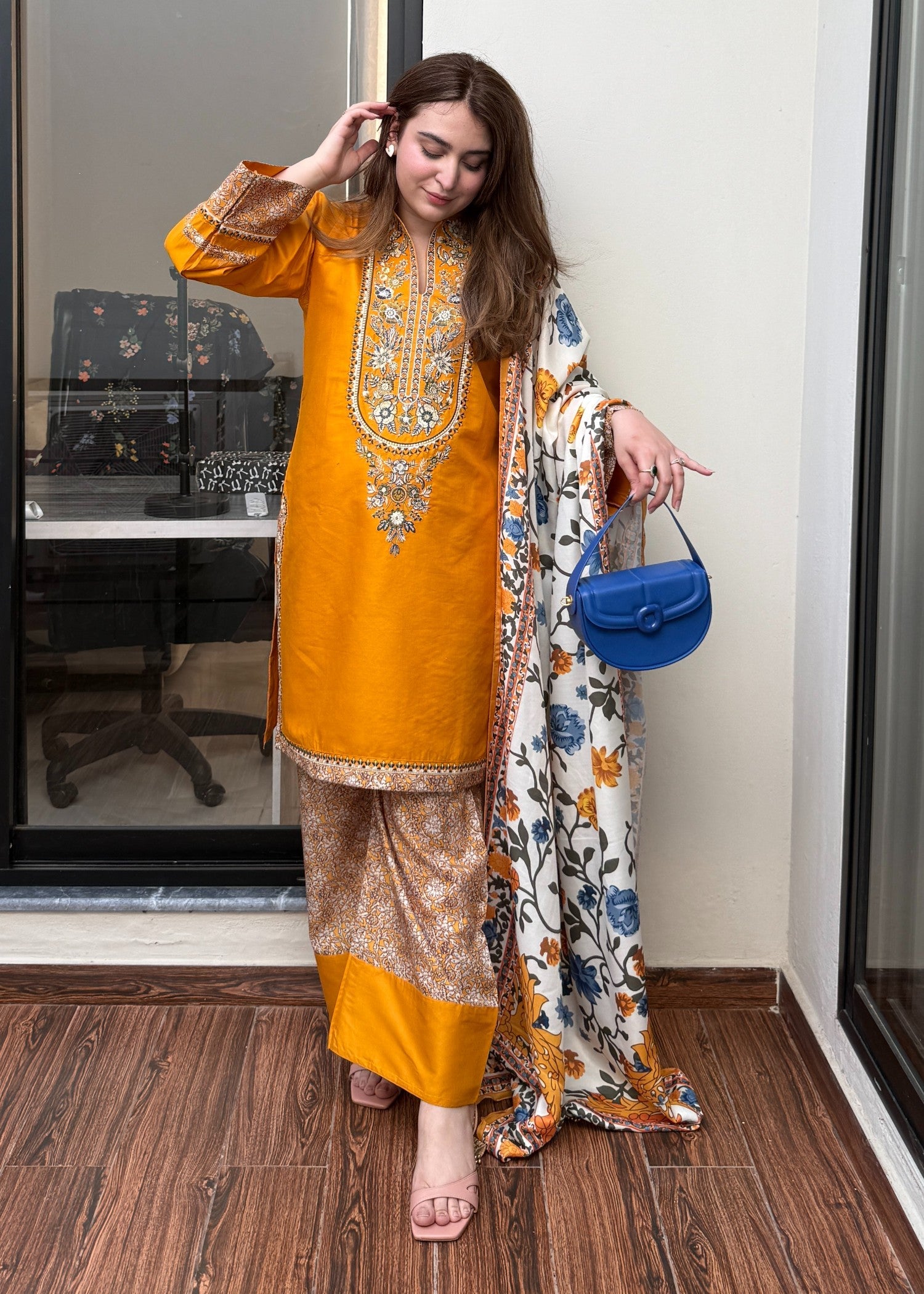 Tehzeeb Libas ZOI EMBROIDERED 3PC WITH SHAWL