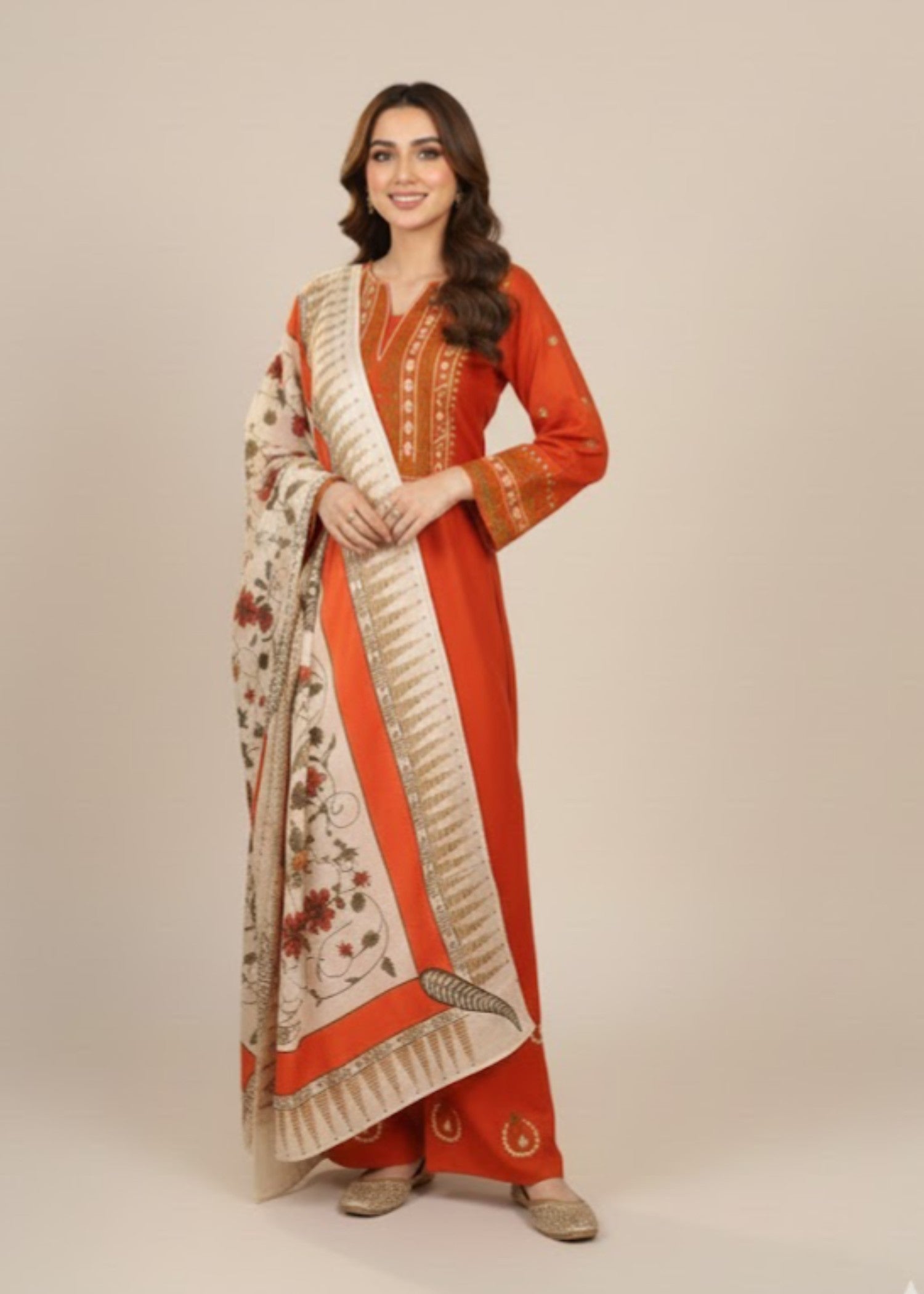 Tehzeeb Libas AYAT 3PC SUIT WITH SHAWL