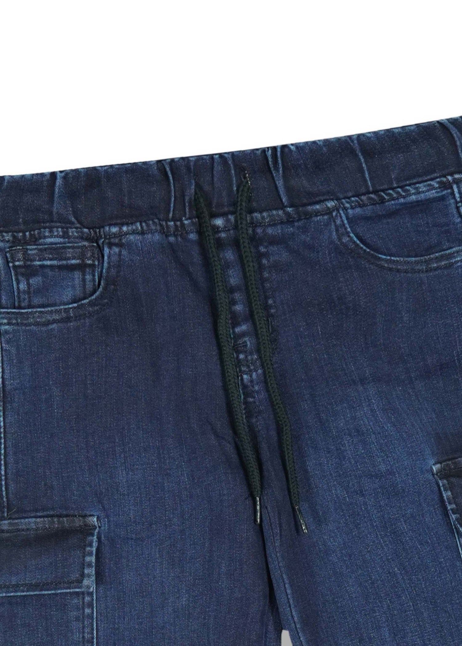 GIRLS-8-100 - Pocket Dark Blue Wide Leg Jeans Cotton Stretch Denim