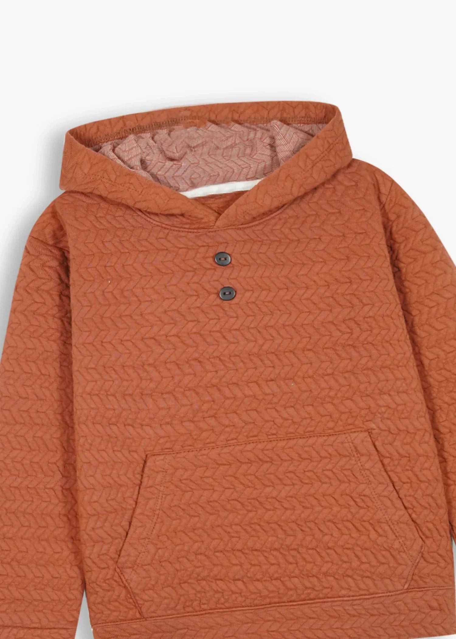 KIDS-QUILTED-BROWN-TRACKSUIT-2 Piece Hoodie Trouser Set Winter Cotton Outfit