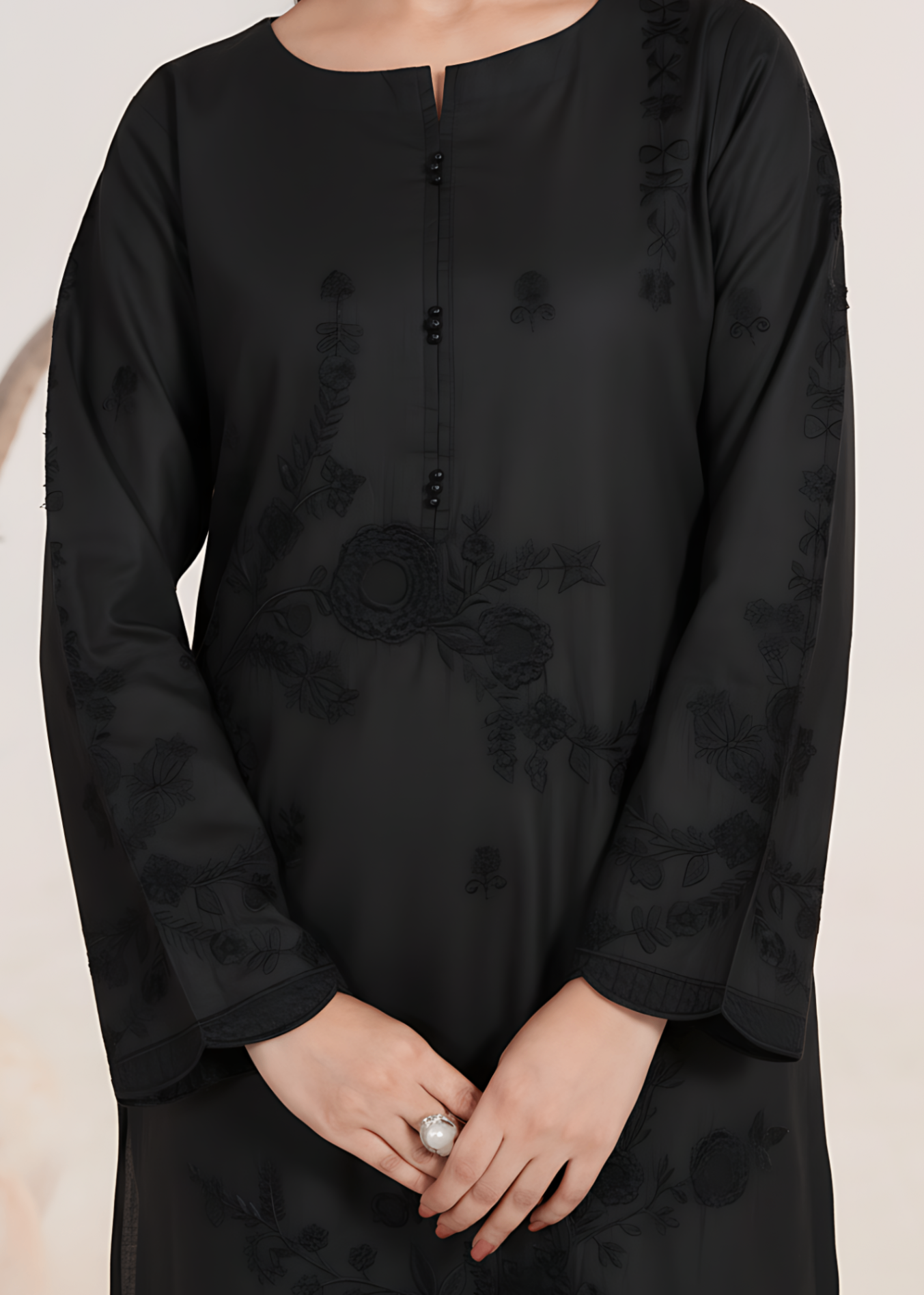 Lawn Kurta Set in Black