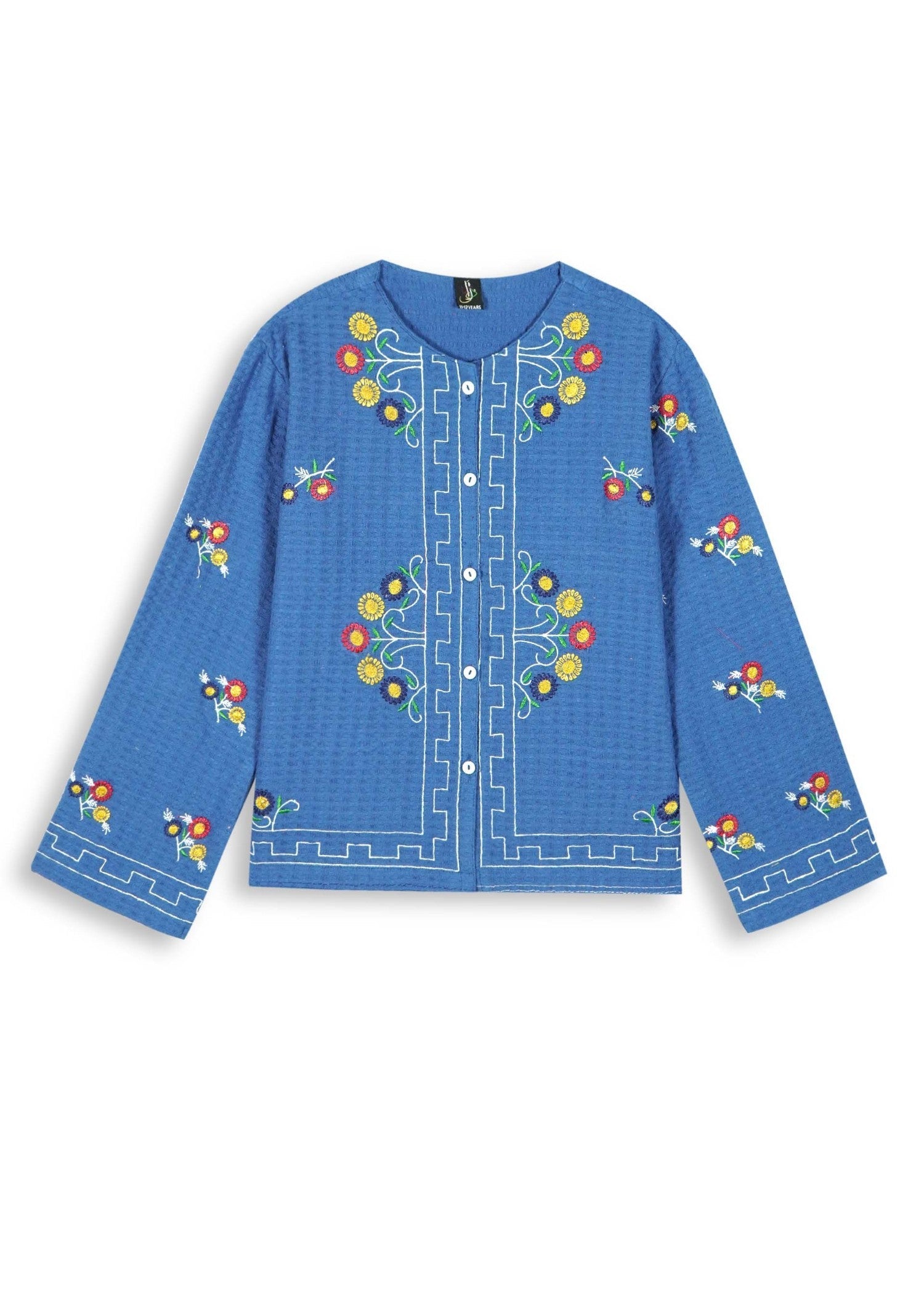 BLUE-JACQUARD-EMBROIDERED-TOP-ELEGANT-WINTER-WEAR