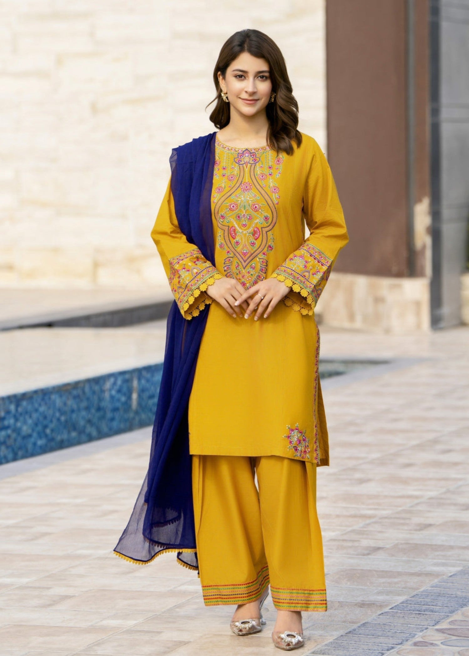 Tehzeeb Libas RANGREZA EMBROIDERED 3PC