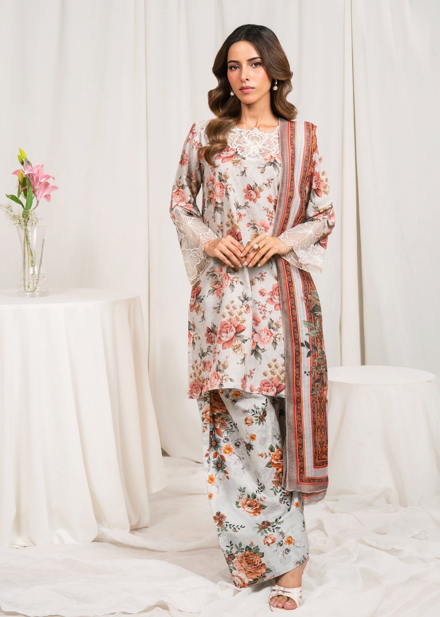 Cotton Kurta Set in Grey