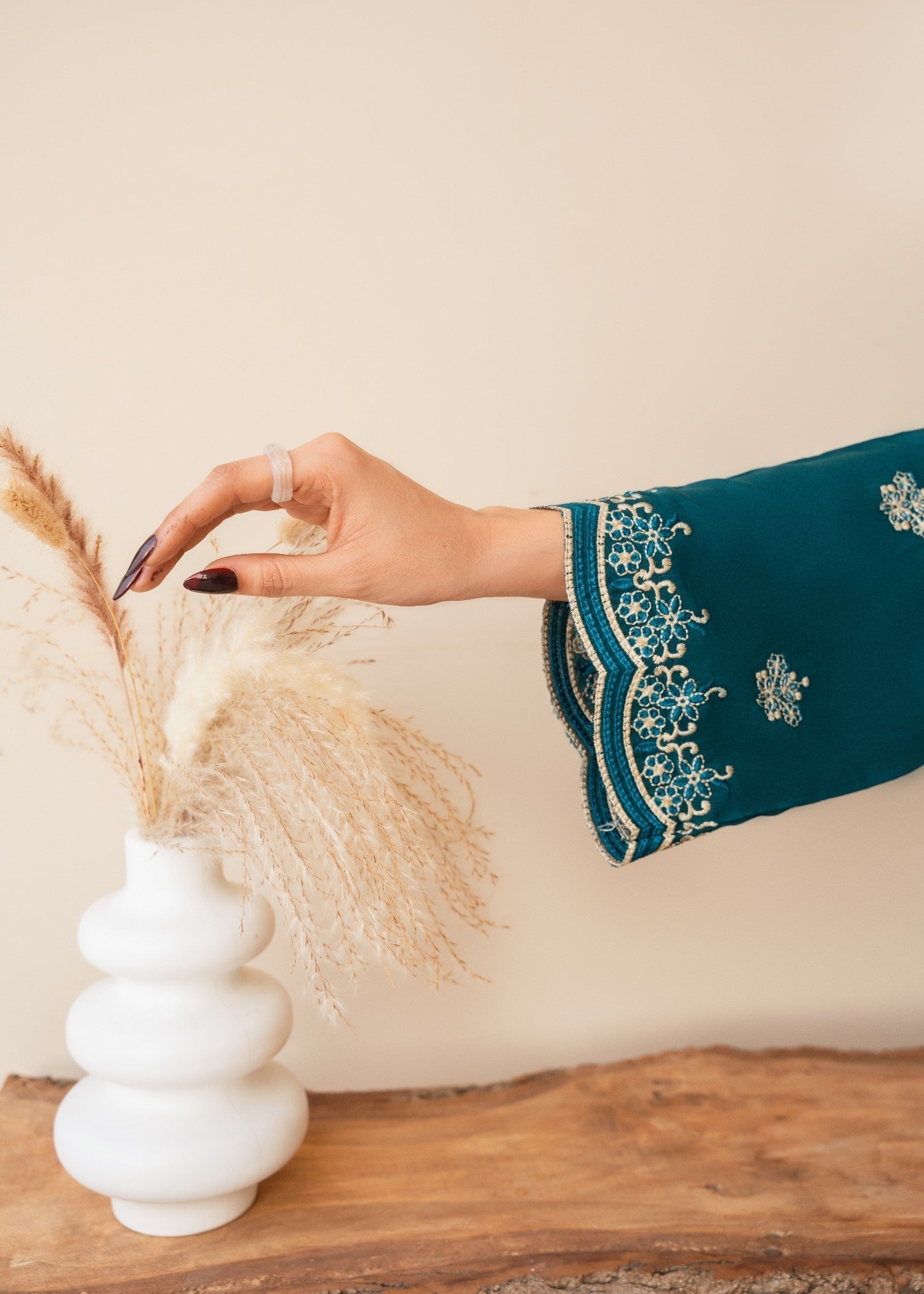 Tehzeeb Libas SEA BLUE EMBROIDERED 2PC