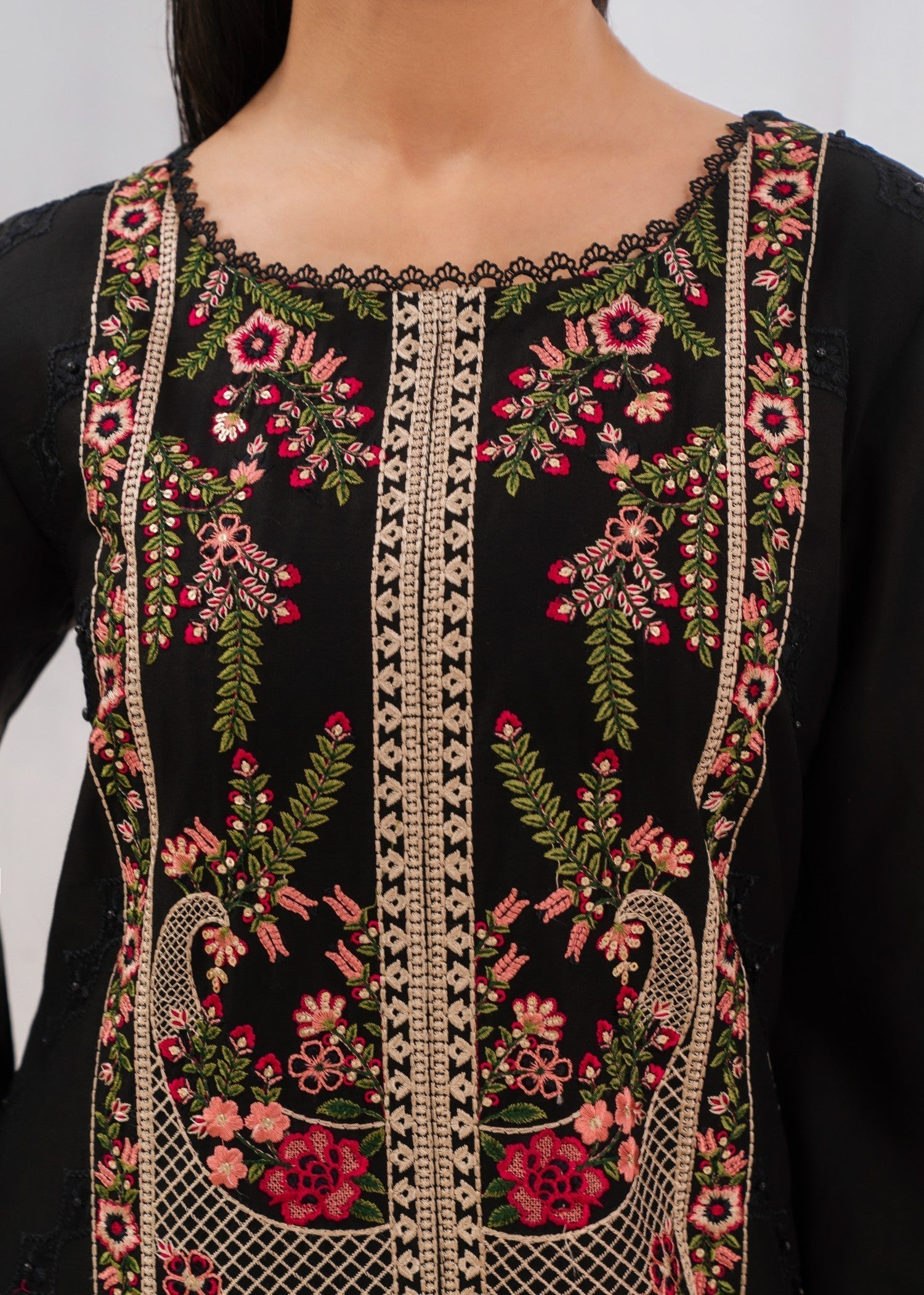 Khaddar Kurta Set in Black