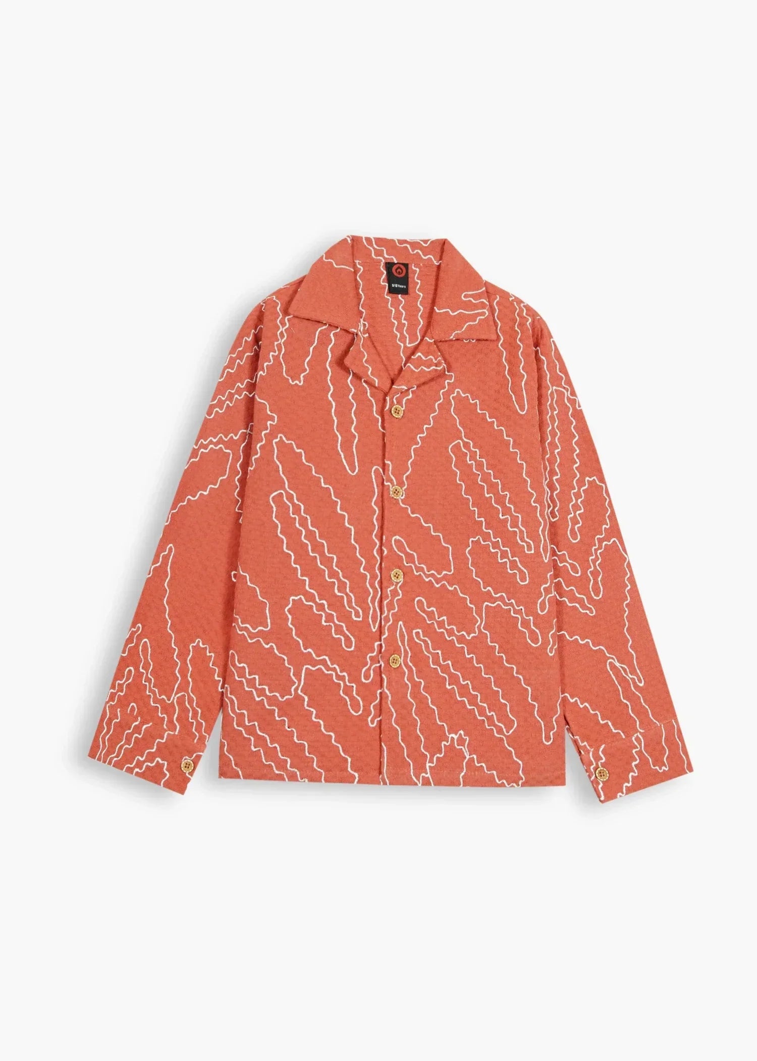 JACQUARD-FABRIC-EMBROIDERED-SHIRT-TERRACOTTA-ORANGE