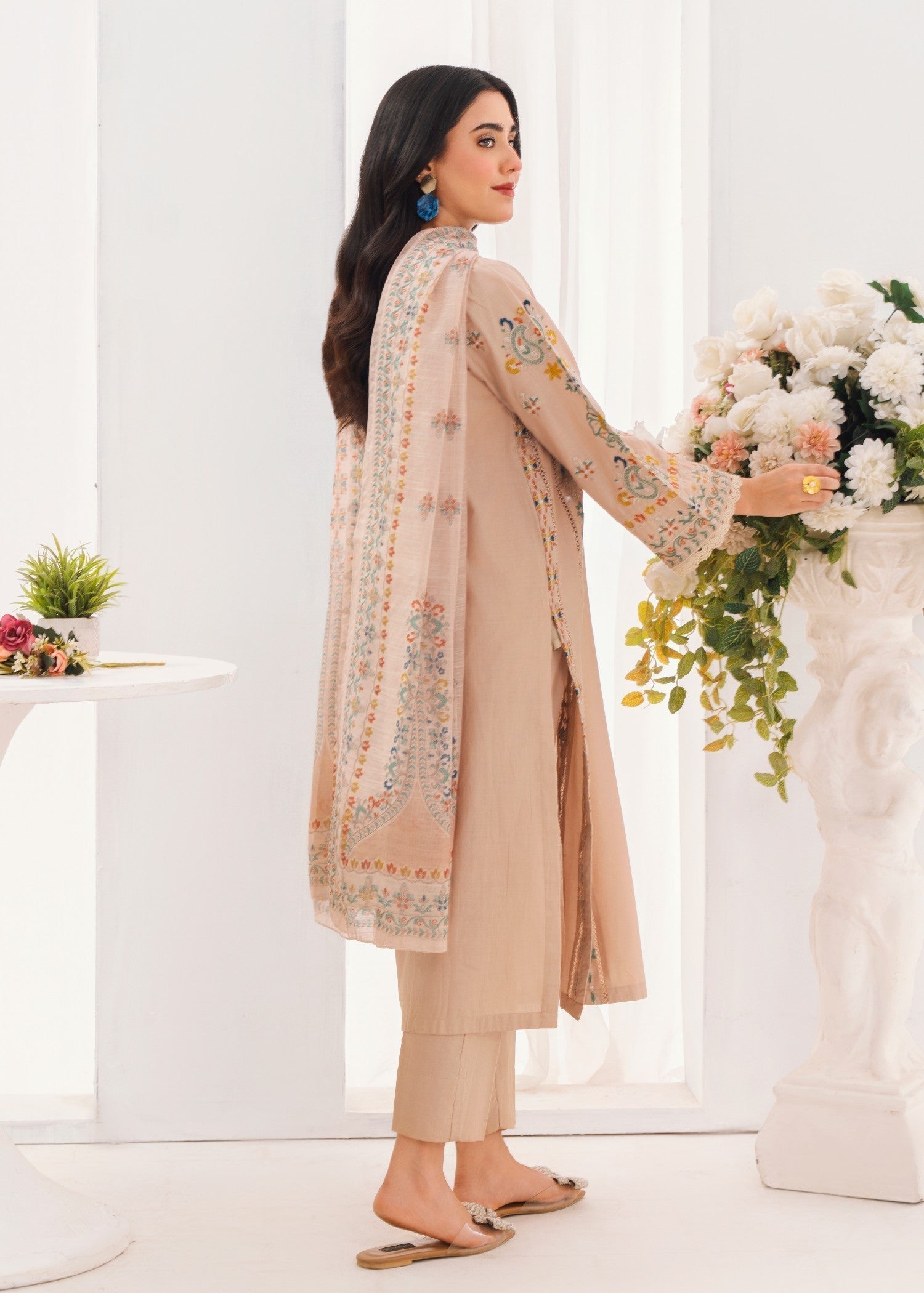 Lawn Kurta Set in Beige