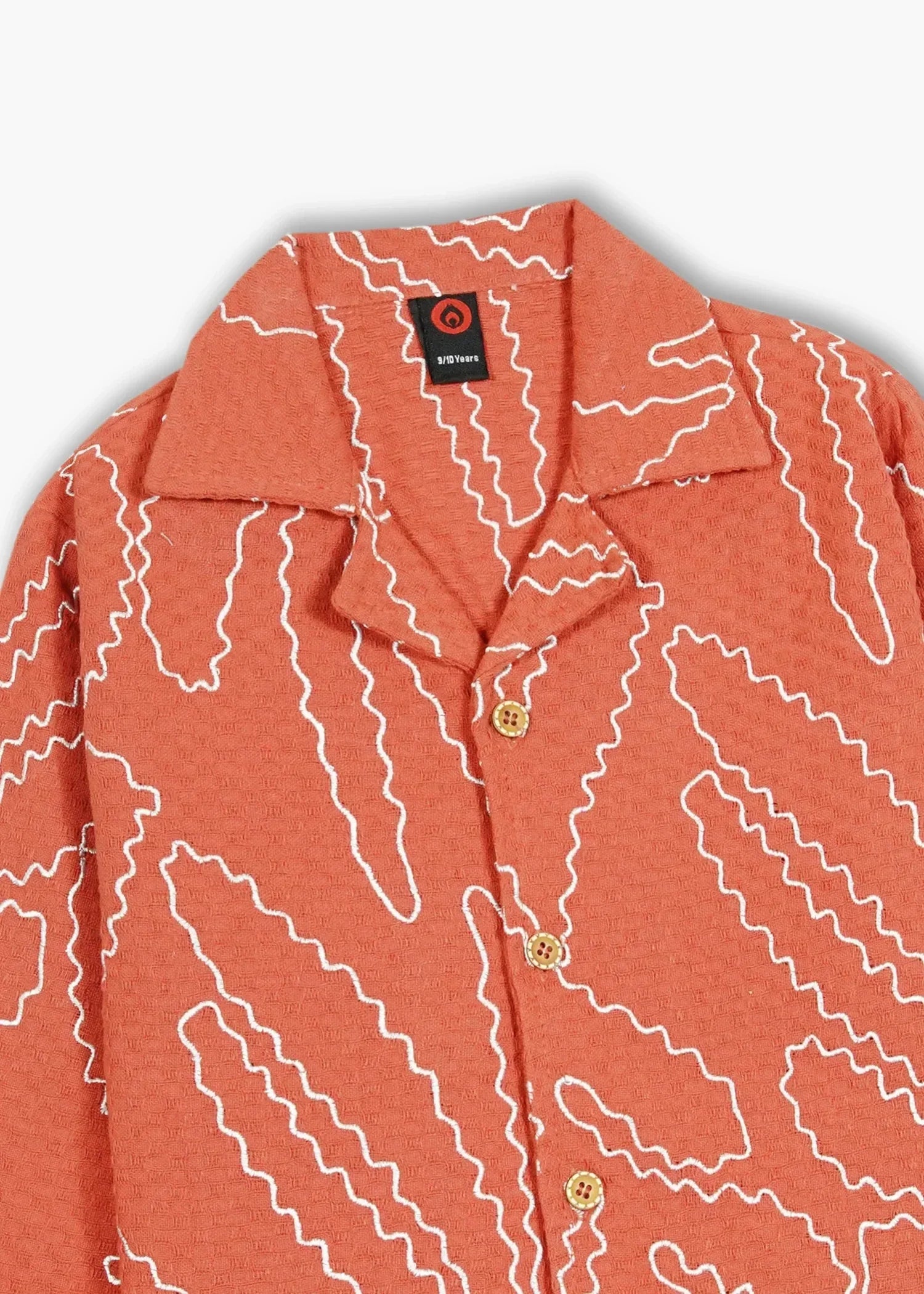JACQUARD-FABRIC-EMBROIDERED-SHIRT-TERRACOTTA-ORANGE