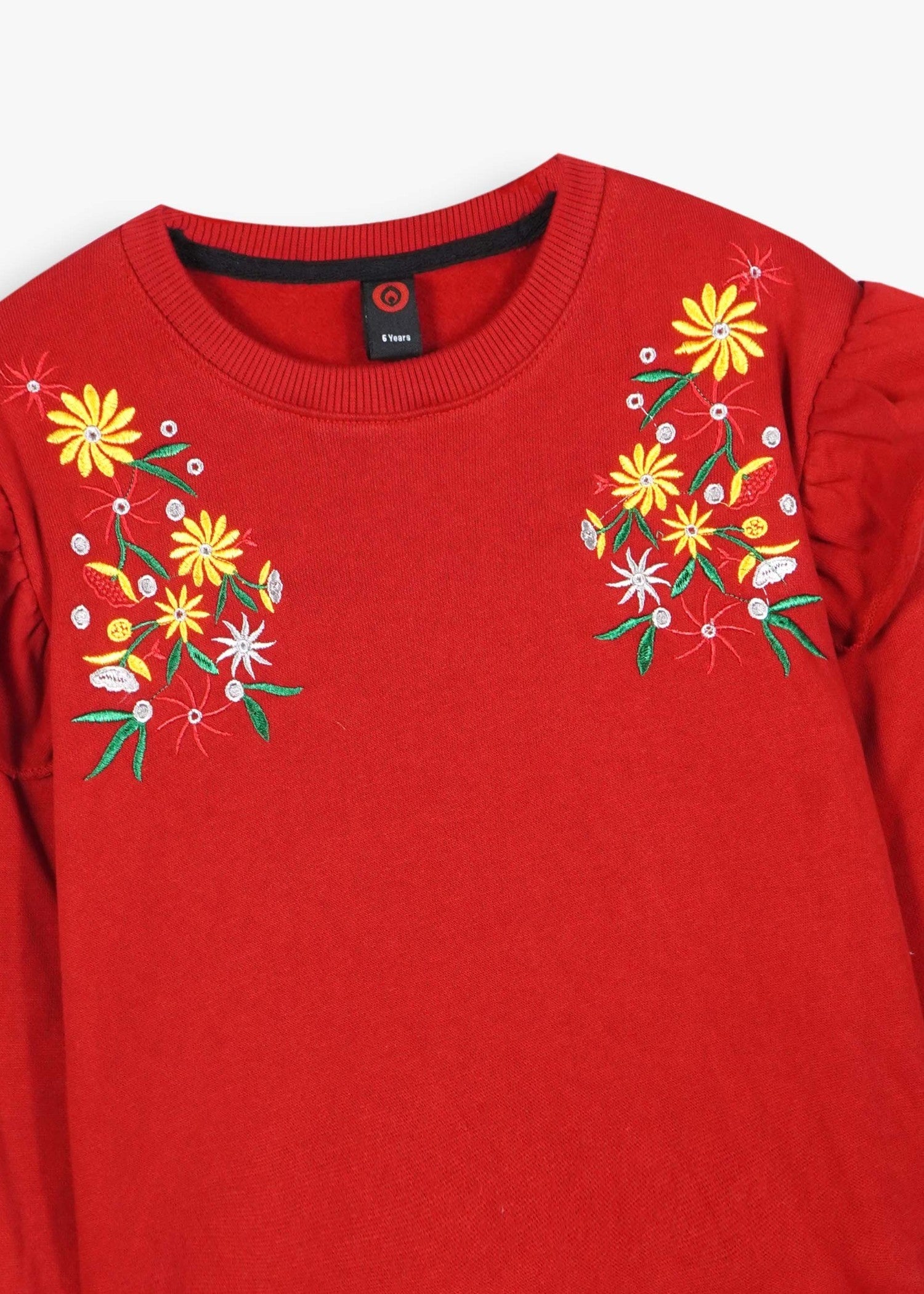 GIRLS-RED-FLEECE-SWEATSHIRT-WITH-FLORAL-EMBROIDERY-RUFFLE-SHOULDERS