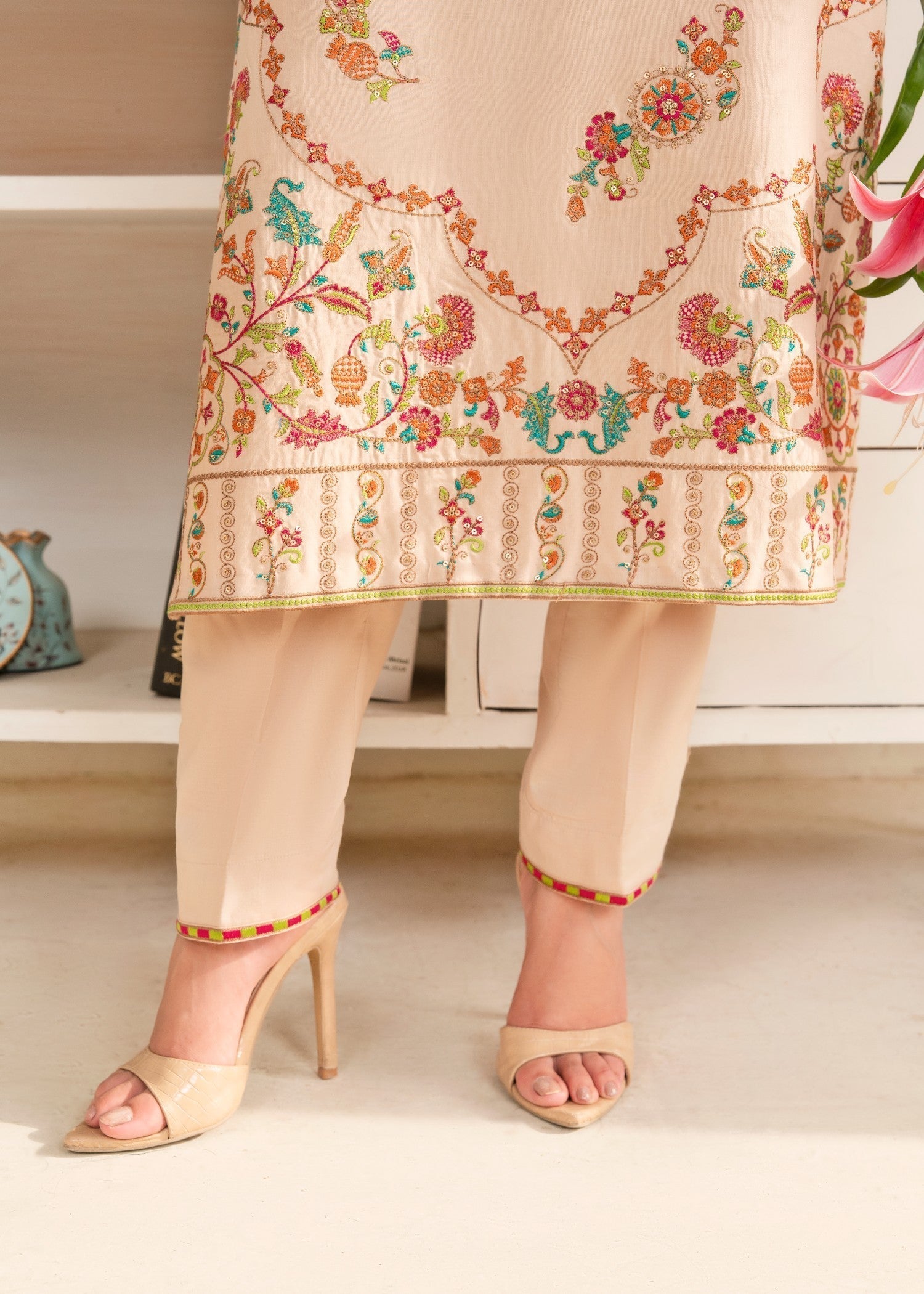 Lawn Kurta Set in Beige