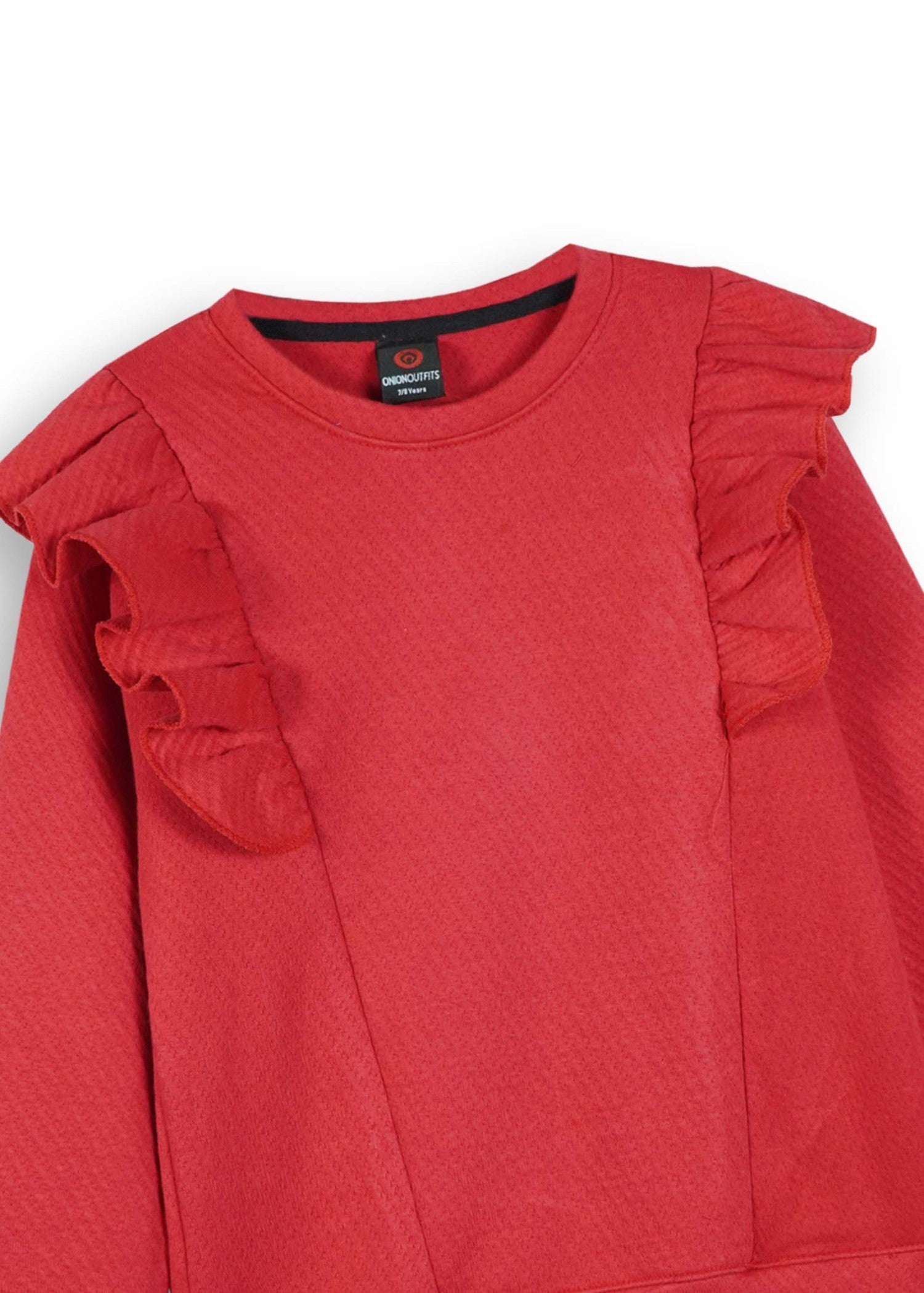 CHERRY-RED-QUILTED-RUFFLE-SUIT-FOR-GIRLS-WINTER-2 - Piece Set