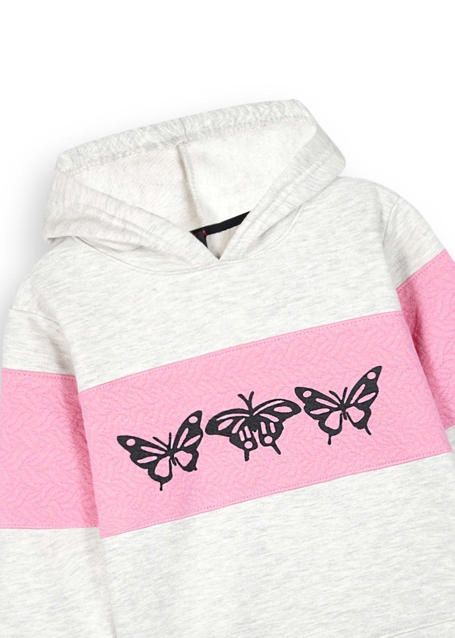 BUTTERFLY-LOVE-GIRLS-WINTER-TRACKSUIT-100 - Cotton Fleece Pink Quilted Panels