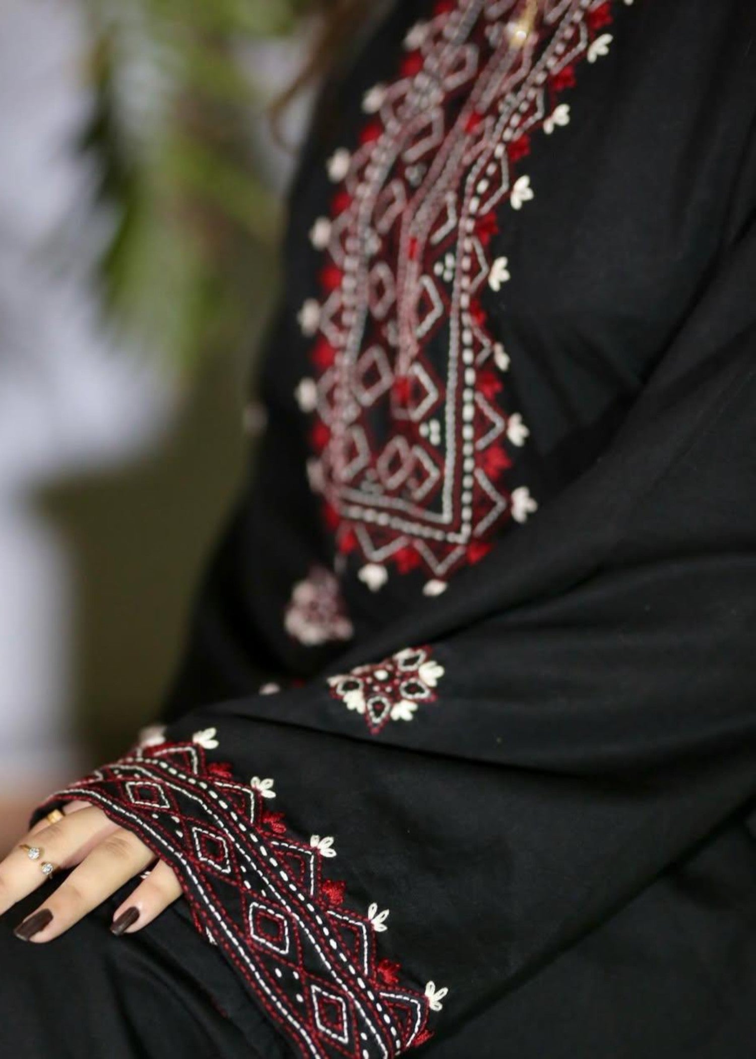 Tehzeeb Libas Midnight Maroon Embroidered Linen 2PC Suit