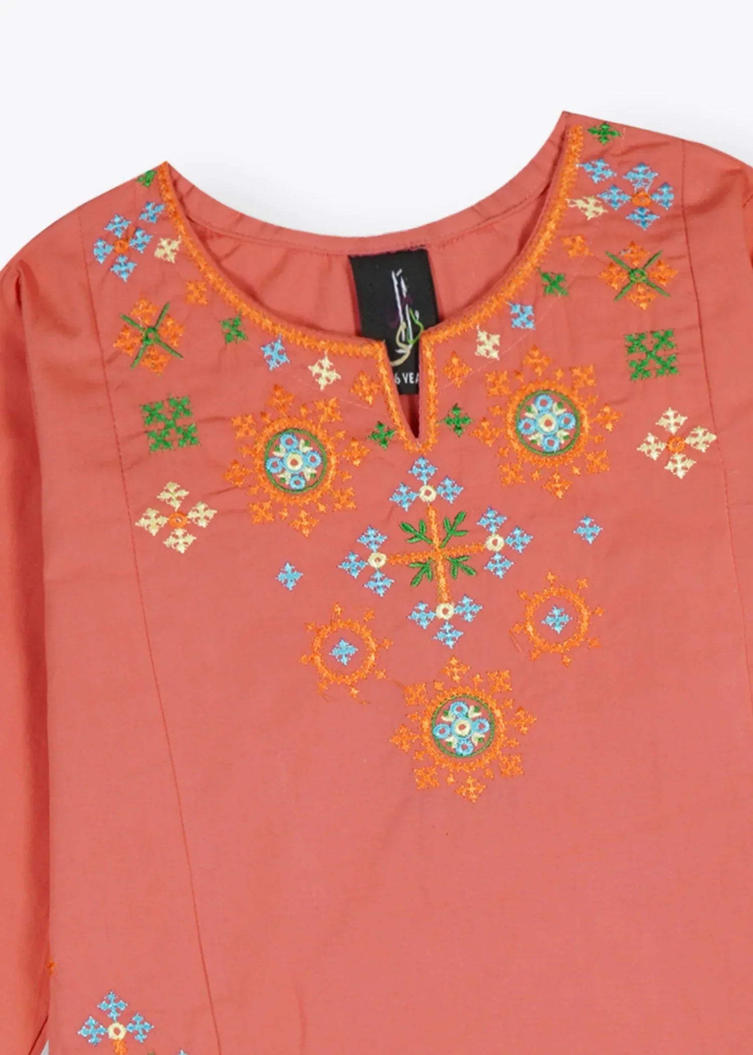 COTTON-3 - Pcs Suit Multihead Embroidery With Net Dopata