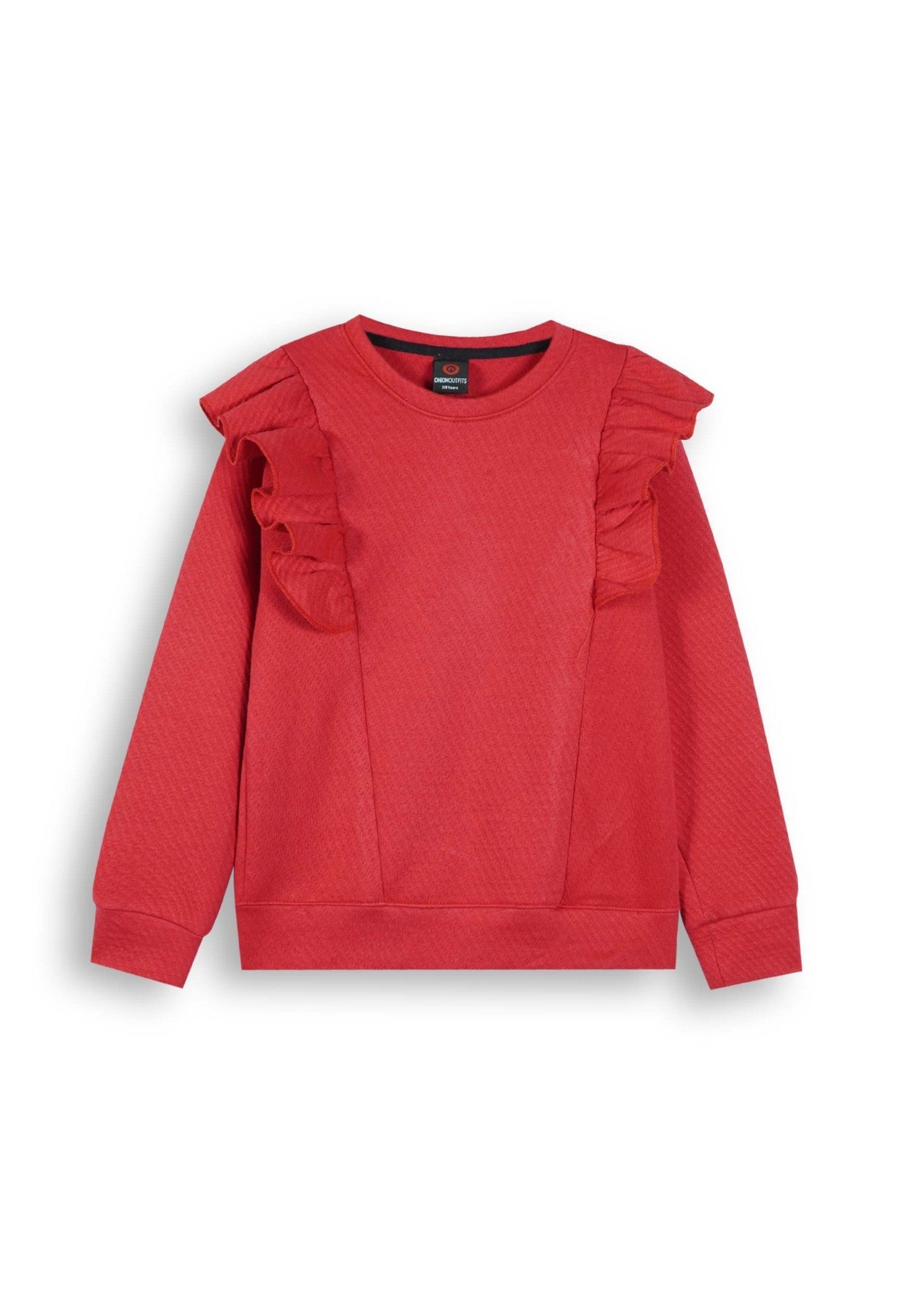 CHERRY-RED-QUILTED-RUFFLE-SUIT-FOR-GIRLS-WINTER-2 - Piece Set